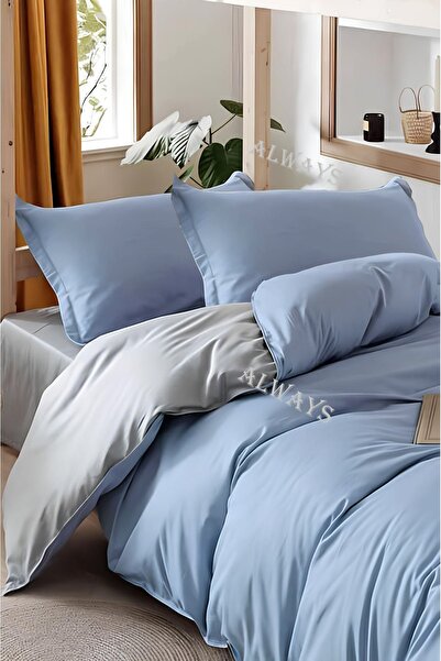 Always Двулицев комплект спално бельо, двойна завивка, еластичен чаршаф