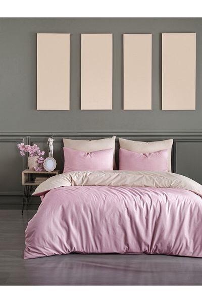 TABEA HOME Σετ Παπλωματοθήκη Διπλό Χρώμα - Ελαστική και Βαμβακερή