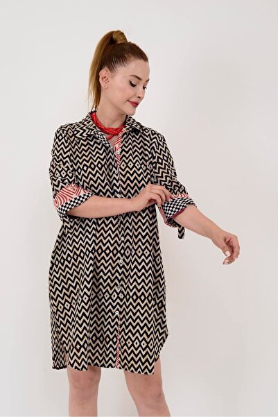 Park Moda AN114 Къса рокля-риза с декоративни детайли