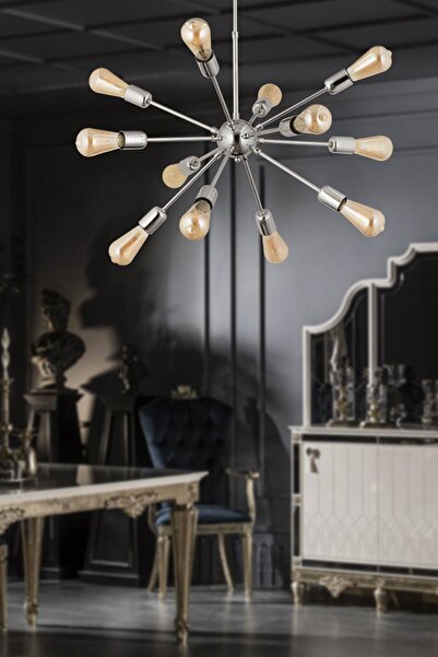 Apliqa Satürn 12Li Krom Modern Genç Odası Yatak Odası Mutfak Salon Avize