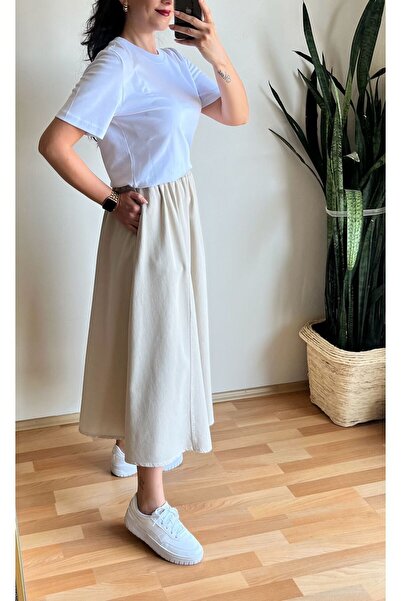 Butik GABARDİN UZUN KLOŞ ETEK