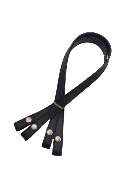 angel çanta aksesuar Faux Leather Black Angel Bag - Double Layer and Silver Metal, 70 cm Handle