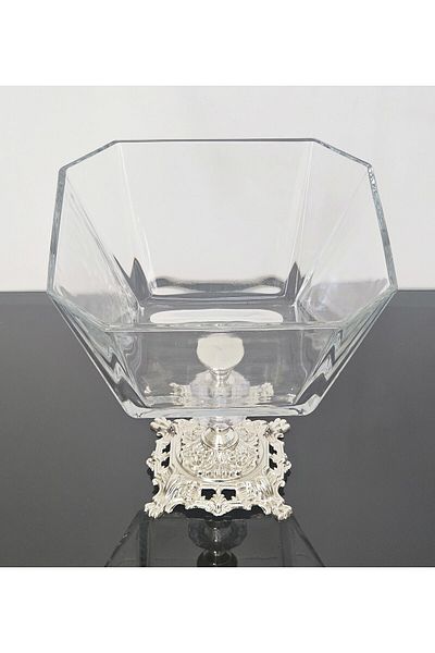 atabey home Lav Krn299 - Cast Silver Footed Salad Cut