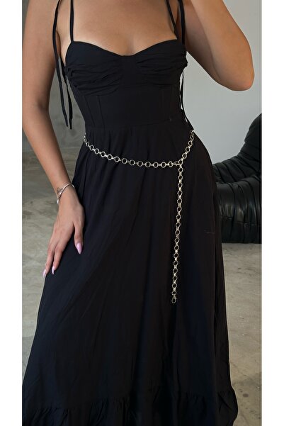 coaksco Rochie de damă mini inel cu detalii fuste pantaloni centură cu lanț