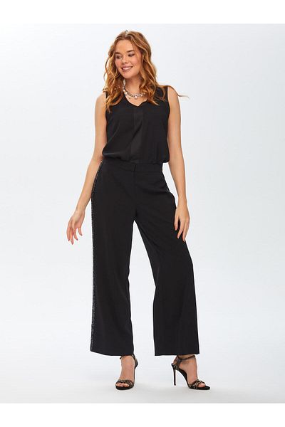 Faik Sönmez Wideleg Fit Trousers with Sequin Stripe on the Side 69493