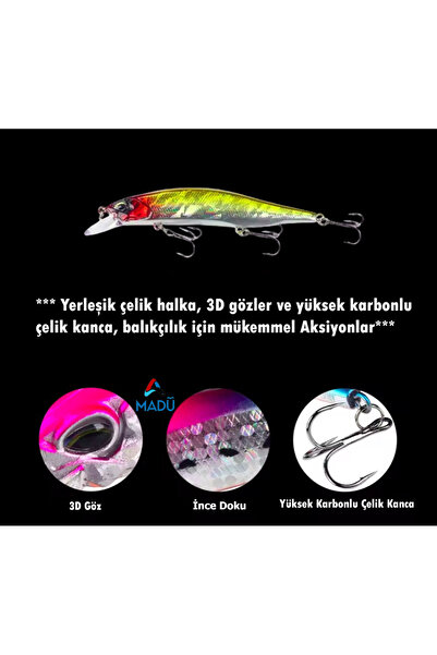 Alpa Maket Balık, Rapala, Jerkbait Muadili, At Çek Balıkçılık Yemleri, Floating Yüzer 1. Sınıf 12cm 17gr.