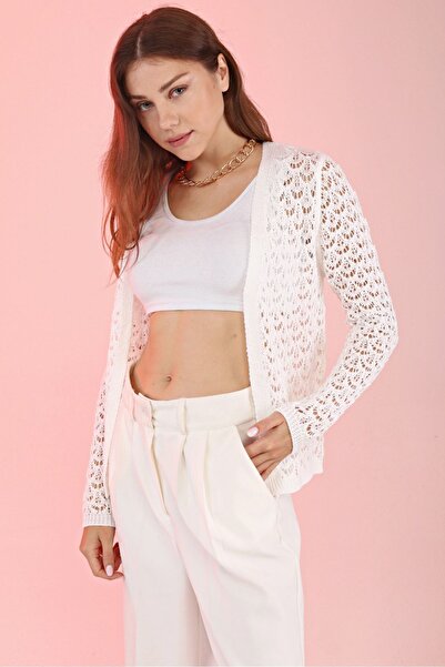 Devinka Cardigan alb din dantelă damă 