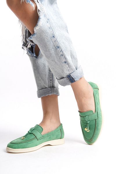 NAVİSHOES Green Women's Loafer - Model 218