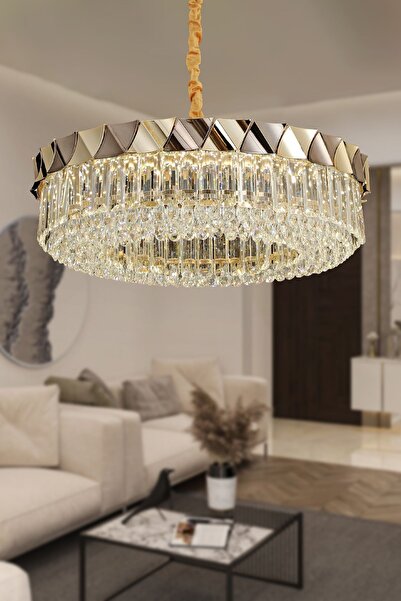 Apliqa Betty Gold Kaplamalı 31 Watt Led Sarkıt Modern Tasarım Salon Kristal 3...