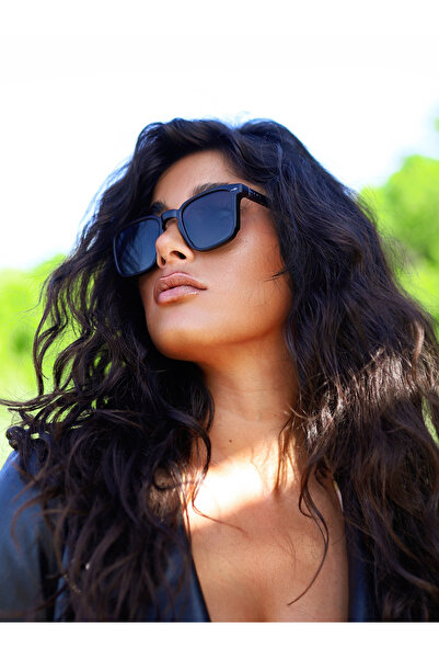 TomyHelf Kare Tasarım Mat Siyah Çerçeve Siyah Cam Unisex Güneş Gözlüğü