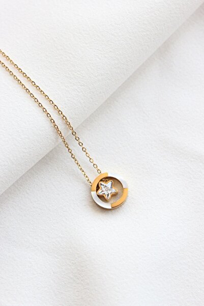 Dazzlecave 316L Stainless Steel Necklace - Star Steel Necklace with Zircon an...