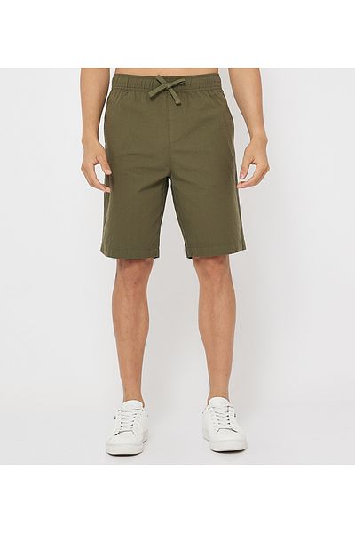 Aeropostale Men's Green Elastic String Waistband Shorts
