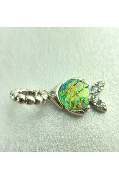 zeyyn silver 925 AYAR GÜMÜŞ TAŞLI PULLU BALIK CHARM