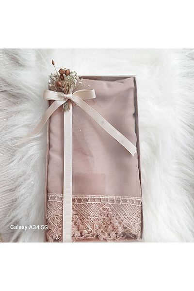 LilAmor Concept Hediyelik Hajj Umrah Prayer Head Scarf - Ready Embroidered Shawl Mevlad Cover