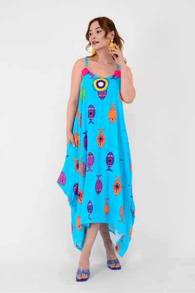 Park Moda AN10695 ROCHIE BRODATĂ CU DETALIU DE MOLAN DE PESȚI