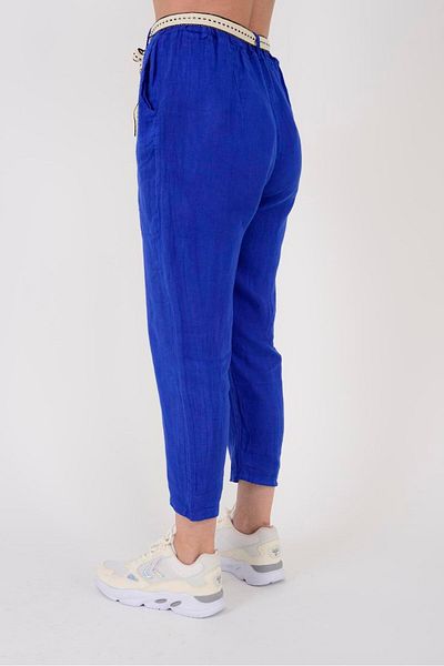 Park Moda 10156H Linen Trousers - Carrot Cut with Belt Detail