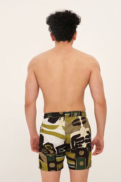 Eda Taşpınar Chaos Men's Green Patterned Shorts Swimsuit