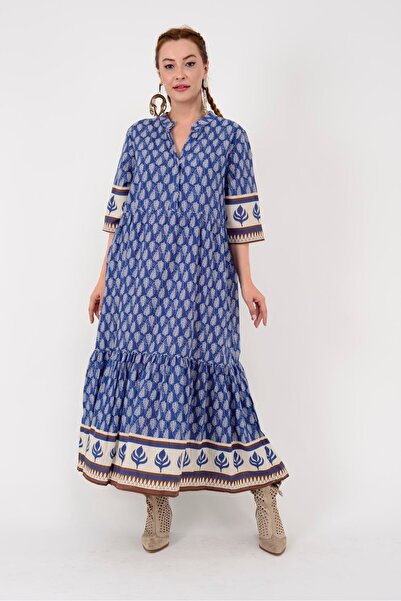 Park Moda AN10623 MARIN ETNİK DESEN ELBİSE