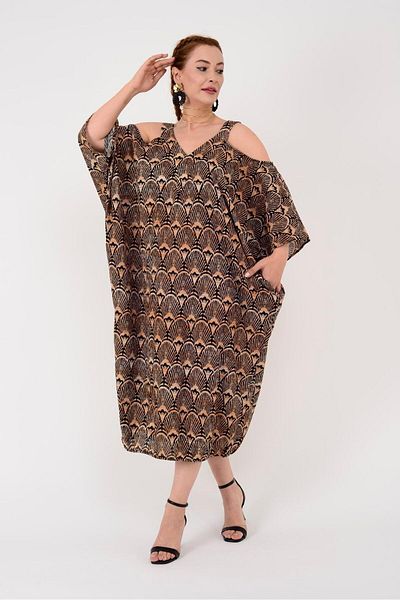 Park Moda AN10699 РОКЛЯ С ЕТНИЧЕСКИ ДЕСЕРТИ И ГОЛИ РАМЕНЕ