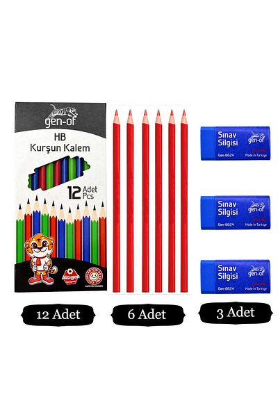 Gen-Of HB Cornered Pencil Set - 12+6+3