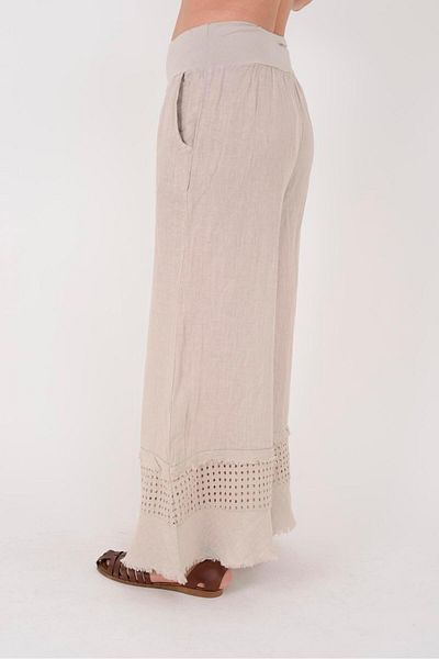 Park Moda 15-84 Model Linen Trousers - Plain Pattern and Scallop Detail