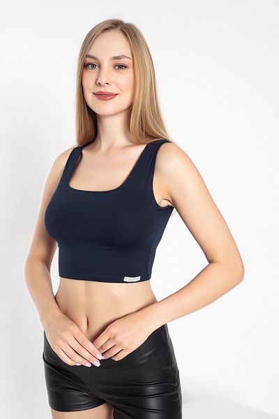 shefox Wide Strap Modal Crop Women's Tank Top - confeo