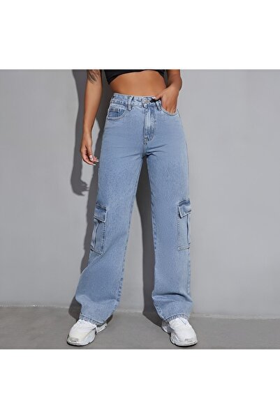 SHEVEGA Джинси з ефектом льоду, сині, з еластаном, з кишенями та широкими штанинами