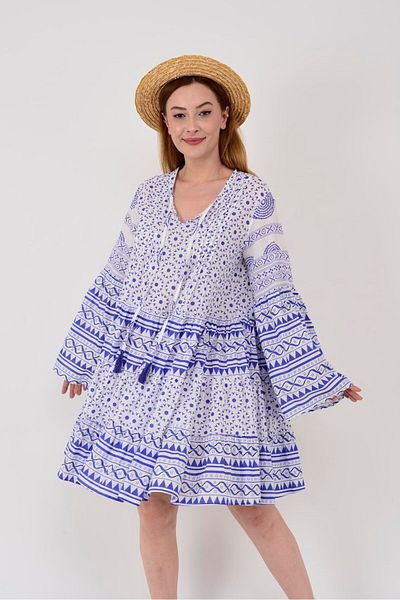 Park Moda AN10672 ROCHIE SCURTĂ CU MODEL GEOMETRIC CU DETALIU GARNI