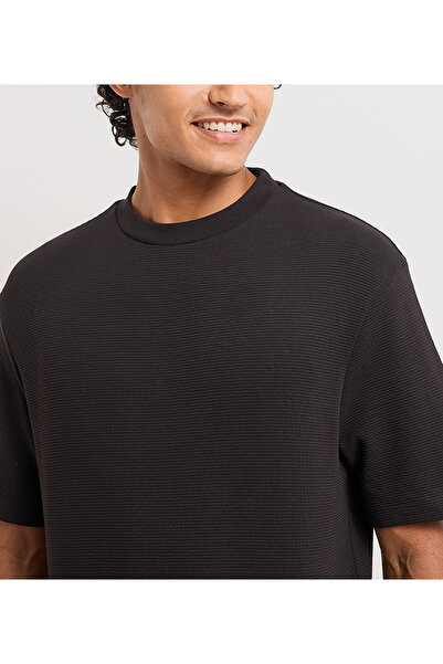 Aeropostale Men's Black Plain Crew Neck Short Sleeve T-Shirt