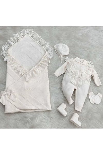 Nipperland 100% Natural Cotton Knitwear Lace 5-Piece Newborn Set