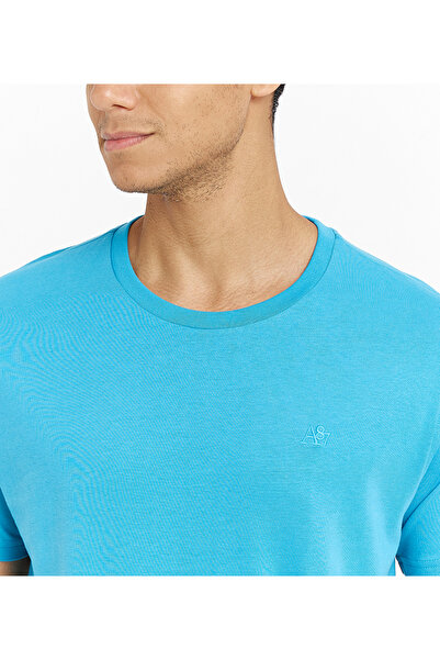 Aeropostale Men's Blue Plain Crew Neck Short Sleeve T-Shirt