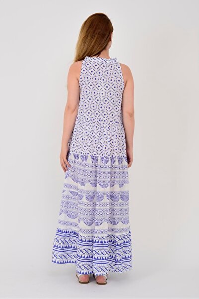 Park Moda AN10668 GEOMETRİK DESEN SIFIR KOL ELBİSE