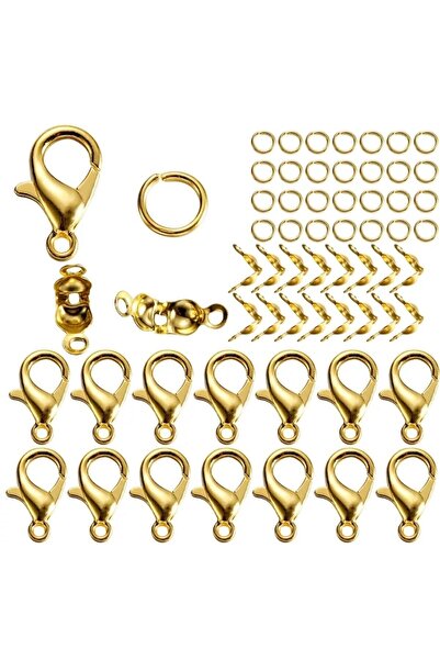 HASAN ERDOĞAN 100 Takım Sarı Renk Düğüm Kapama Papağan Klips Seti Takı Halkası Kolye Bileklik Klipsi