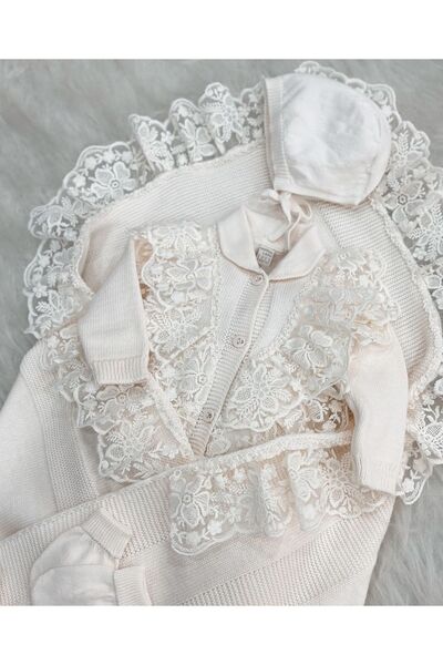 Nipperland 100% Natural Cotton Knitwear Lace 5-Piece Newborn Set