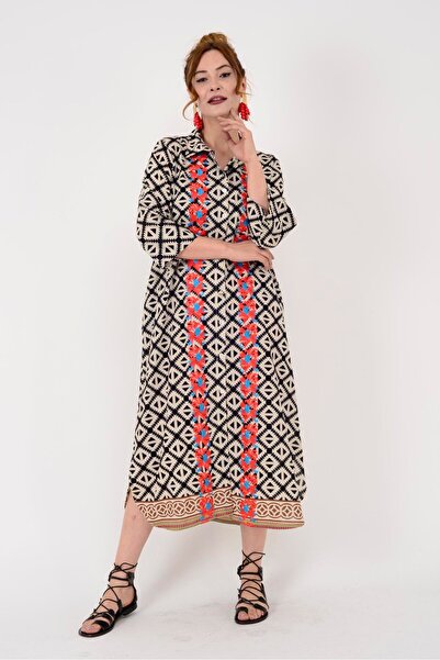 Park Moda AN10674 - فستان مطرز بحري