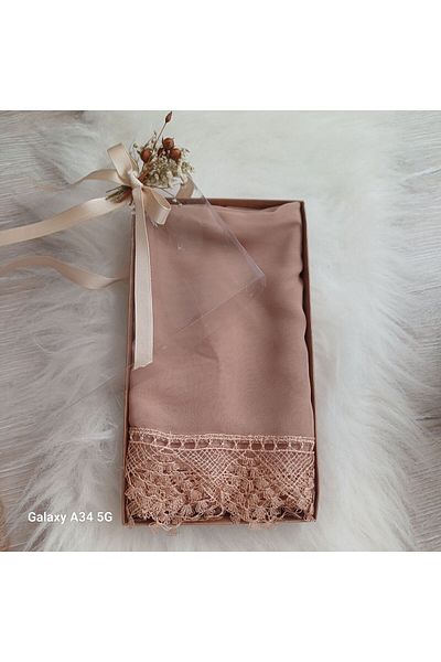 LilAmor Concept Hediyelik Hajj Umrah Prayer Head Scarf - Ready Embroidered Shawl Mevlad Cover