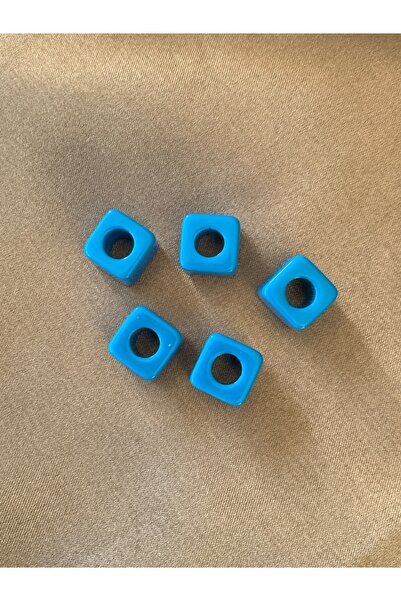 LAİKA Mavi Boncuk 5 Adet Kolye Bileklik  İçin Mavi Kare Polyester Boncuk