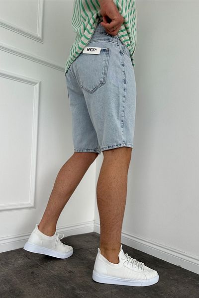 MADZEYMODA Ανδρικό τζιν σορτς σε γαλάζιο χρώμα