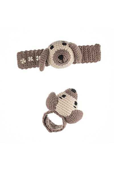 Wellgro Cuddly Amigurumi Köpekcik Çıngıraklı Bileklik -kahve