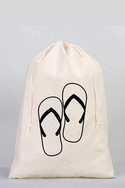 Florence Event Flip Flops Printed 100% Cotton Raw Cloth Suitcase/Storage Pouch 30x40 Cm