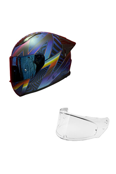 LS2 RAPID 2 RACE OPTIK MAT MAVİ-MOR KASK++SPOİLER-SET