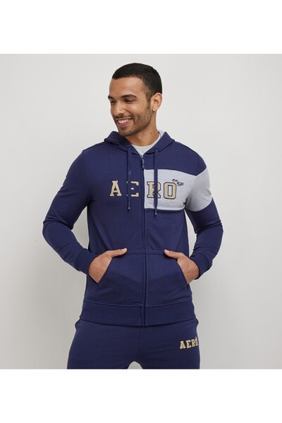 Aeropostale Men's Blue Color Block Hoodie