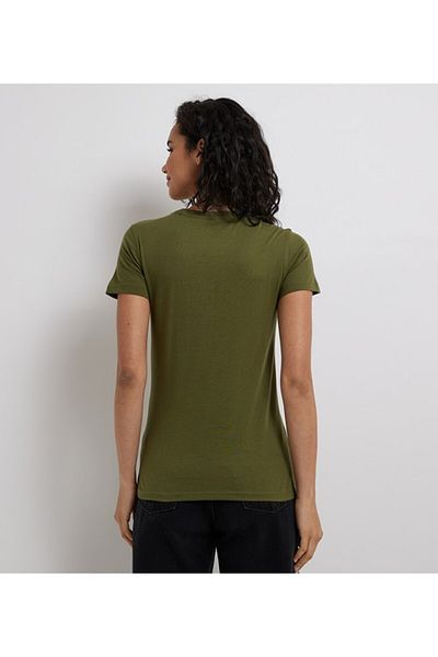 Aeropostale Women's Green Text Printed Crew Neck Short Sleeve T-Shirt