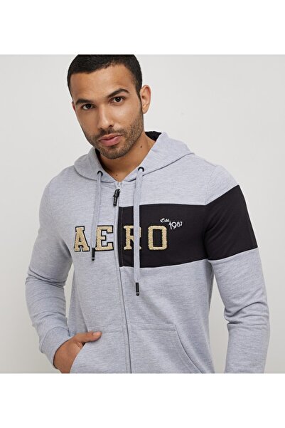 Aeropostale Men's Gray Color Block Hoodie