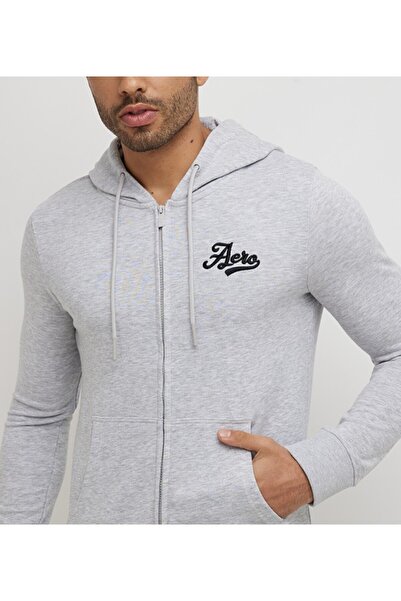 Aeropostale Men's Gray Text Printed Hoodie