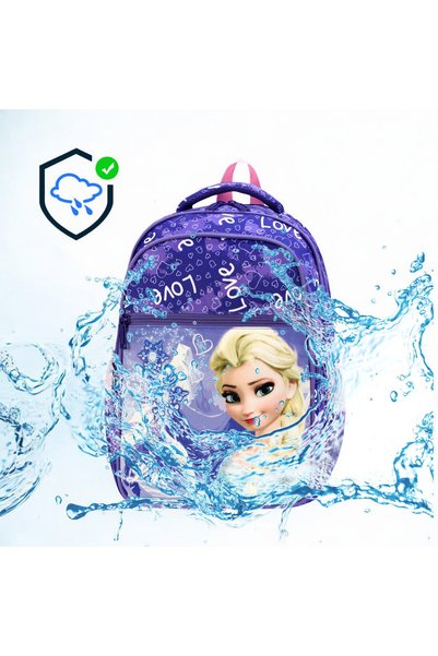 Shopiolog İlkokul Ortopedik Su Geçirmez Suluklu 3 Bölmeli Beslenmeli İlköğretim Kız Sırt Çantası