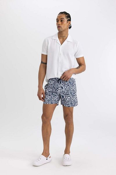 DeFacto Gemusterte, mit Mesh gefütterte, kurze Badeshorts A7376ax