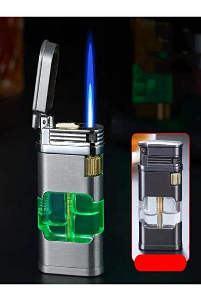 HK GİFT SHOP Şeffaf Işıklı Gövde Metal Gazlı Lüks Çakmak Benzersiz Tasarım
