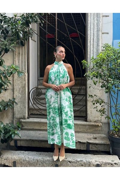 İLKCET MODA Φαρδύ φόρεμα oversize με σχέδια - λαιμόκοψη
