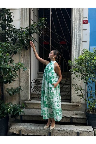 İLKCET MODA Φαρδύ φόρεμα oversize με σχέδια - λαιμόκοψη